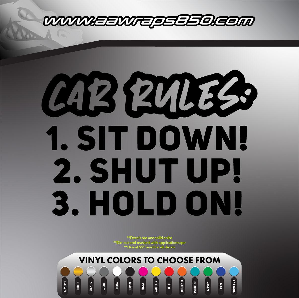 Car Rules Decal AAW