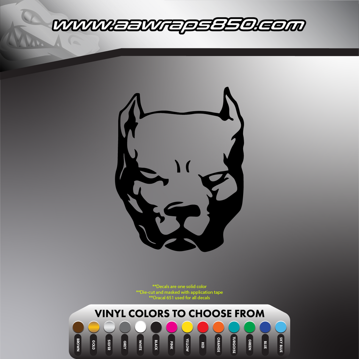 Pitbull Head Decal AAW