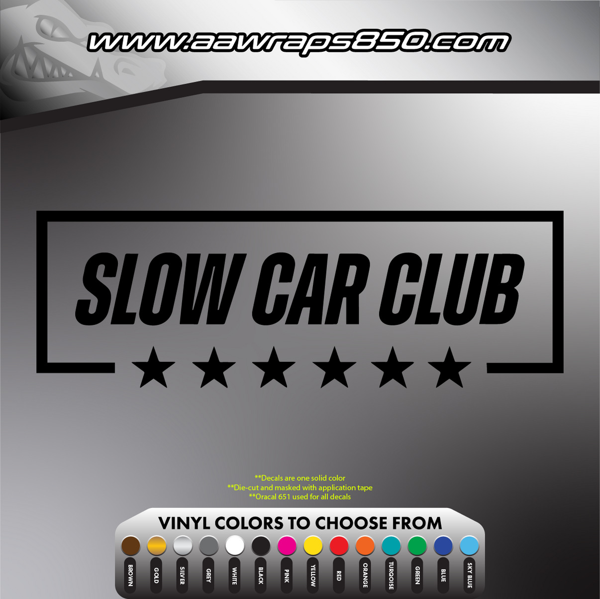 Slow Car Club Decal AAW