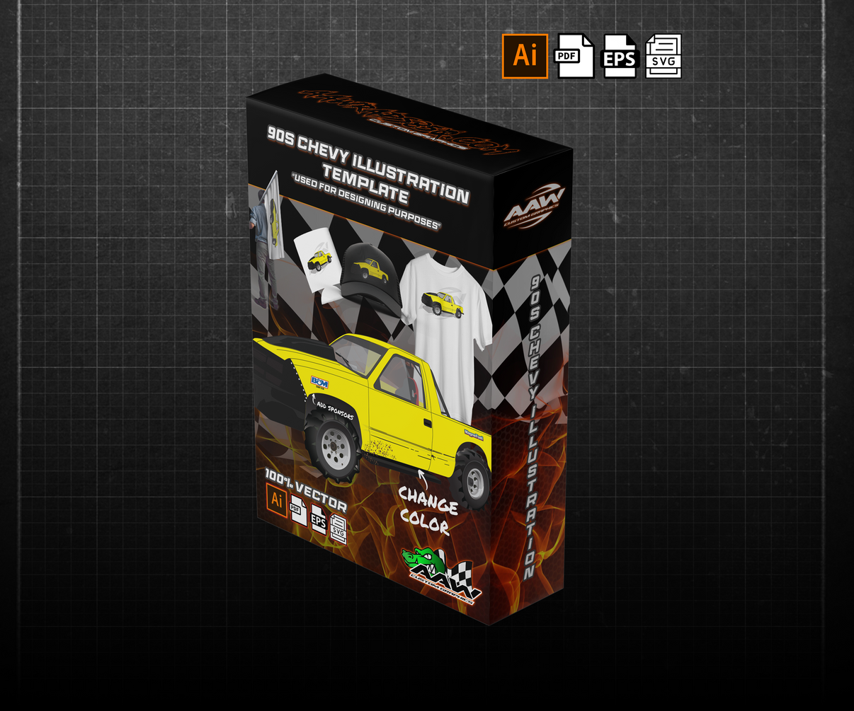 90s Chevy Illustration Template AAW